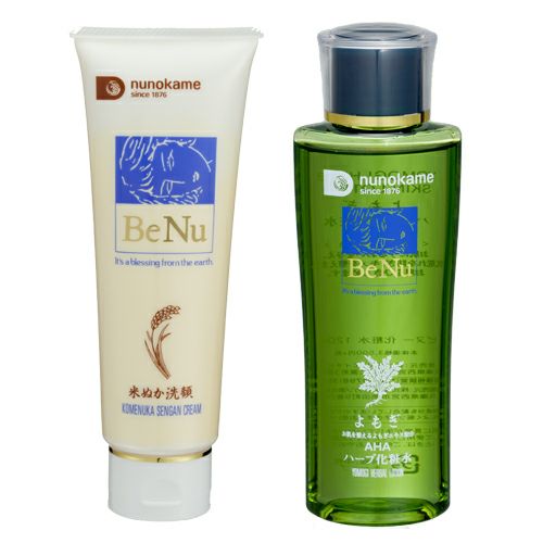 ビヌー米ぬか洗顔クリーム+ビヌーよもぎAHAハーブ化粧水 ［2点セット